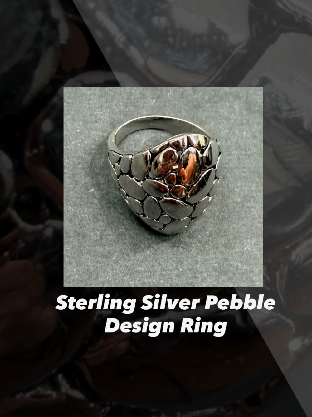EUC Sterling Silver Pebble Design Ring